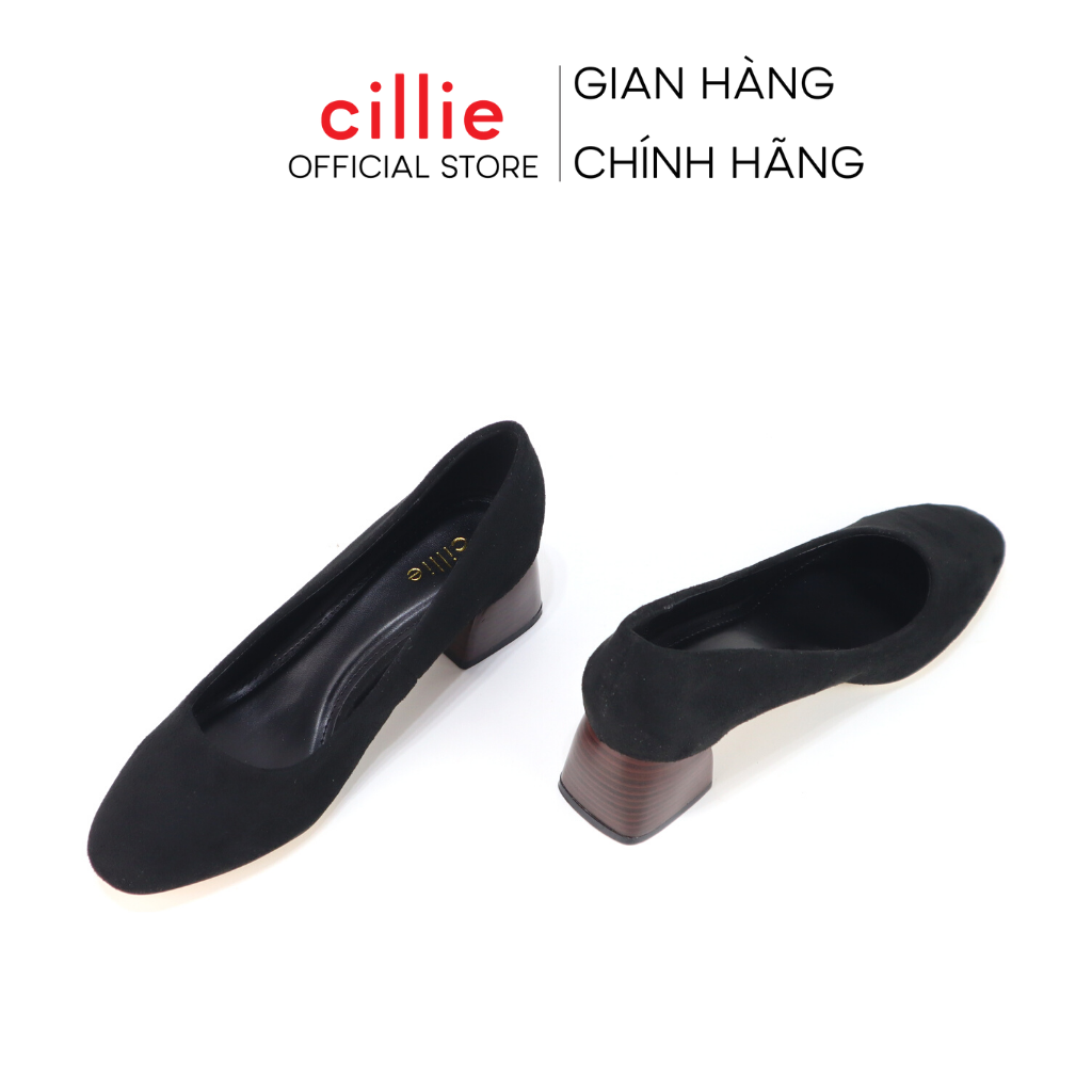 Giày cao gót nữ da lộn mũi vuông cao 5cm Cillie 1219