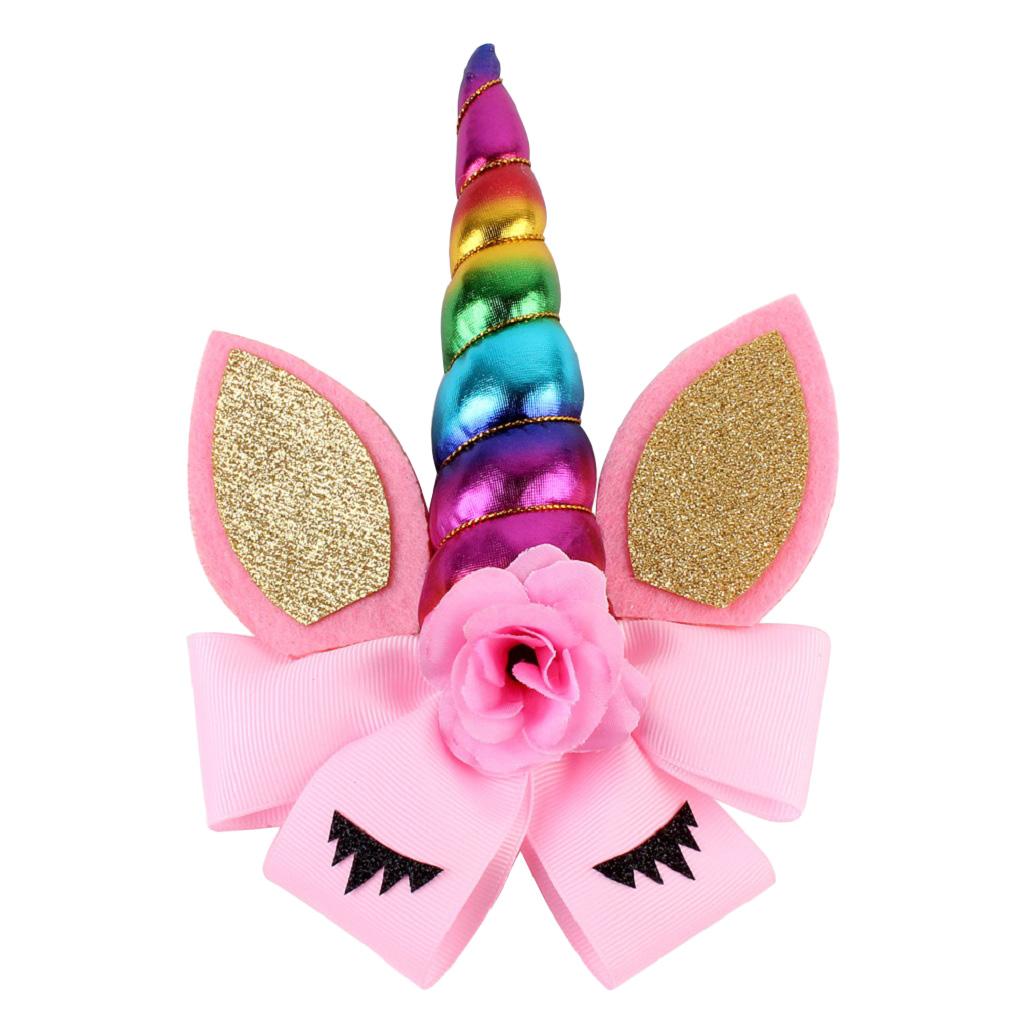 2Pcs Children's Unicorn Hair Bow / Hair Clip / Glitter Hair Bow for Birthday