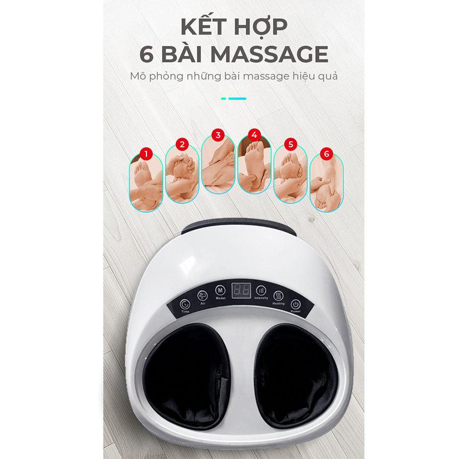 Máy Massage Chân - Massage Lòng Bàn Chân, Ngón Chân - Máy Massage Sử Dụng Con Lăn Và Áp Suất Khí - Màu Trắng