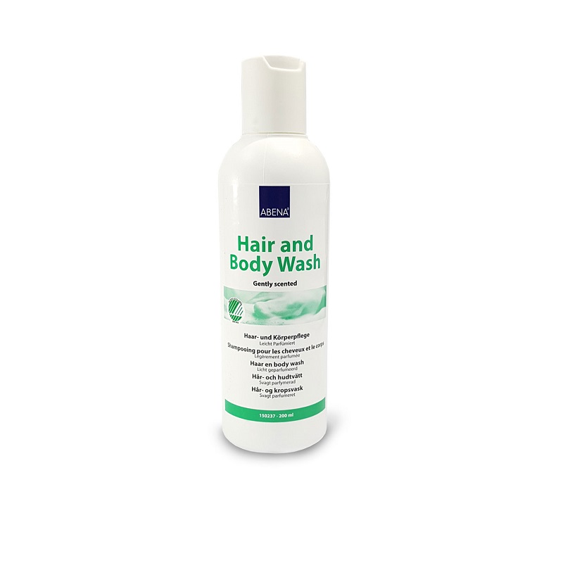 Dầu gội, tắm khô làm sạch và dưỡng ẩm - Nhập khẩu Đan Mạch - Abena Hair &amp; Body Wash (200ml)