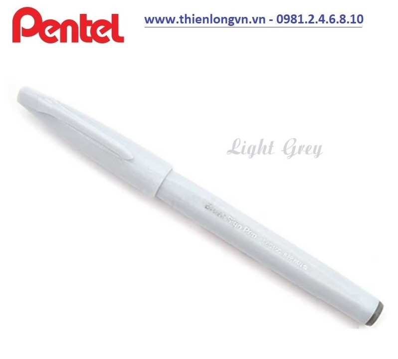 Bút lông viết thư pháp hiện đại Pentel SES15C-N2X xám nhạt; Calligraphy Fude Touch Sign - Light grey