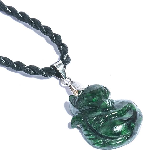Mặt dây chuyền hồ ly cẩm thạch màu xanh đen FJAD02 - Vietgemstones