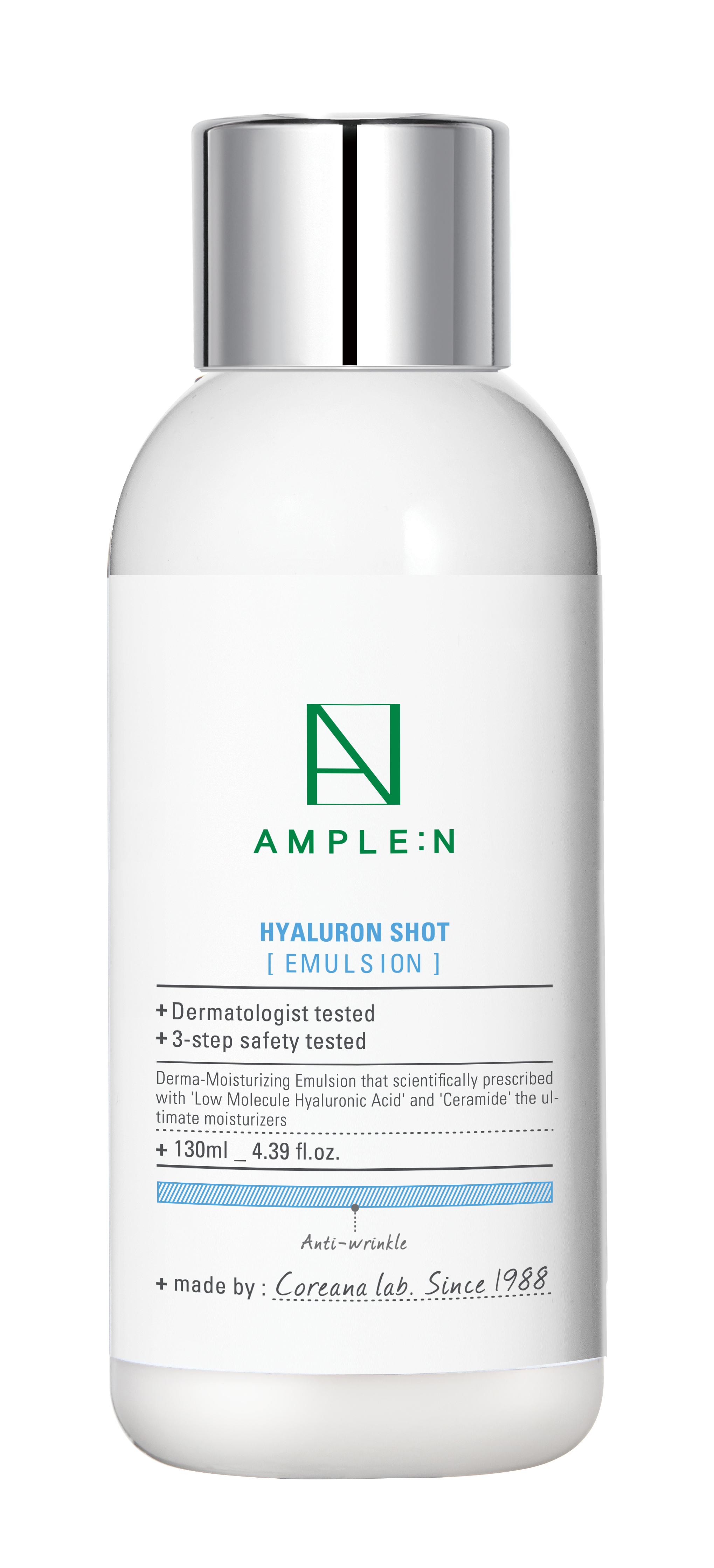 Sữa dưỡng da cải thiện nếp nhăn, cấp ẩm Ample:N Hyaluron Shot Emulsion 130ml