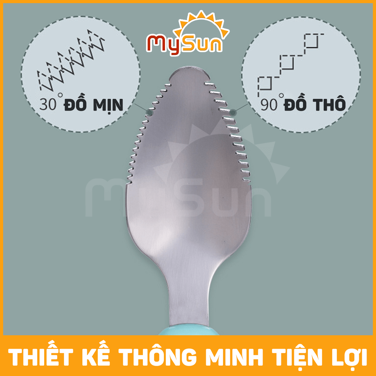 Thìa muỗng Silicone ăn dặm Silicon cho bé inox nạo trái cây hoa quả MySun