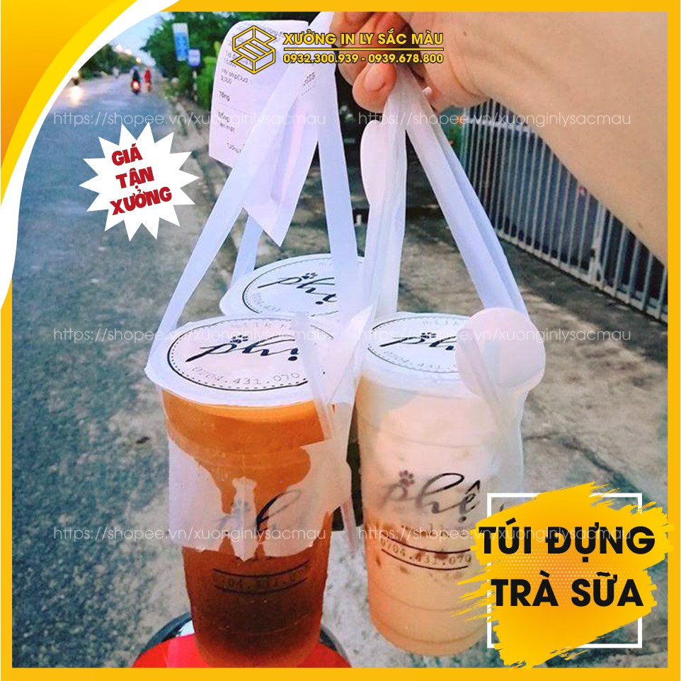 1Kg Túi bọc đựng trà sữa cà phê mang đi hàng cao cấp loại 1 - túi 1 ly, túi 2 ly, túi chữ T