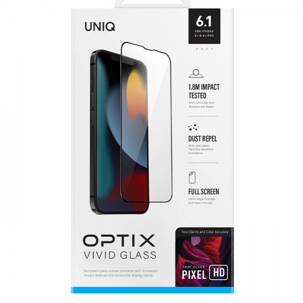 Miếng Dán Cường Lực UNIQ OPTIX Vivid Clear cho iPhone 13 Pro Max / 13 Pro / 13 / 13 Mini_Hàng Chính Hãng