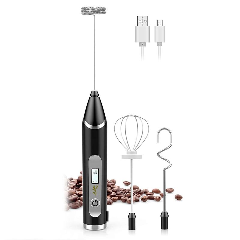 Bọt Sữa, USB Sạc Tay Với 3 Đồng Hồ Thép Không Gỉ Đánh Màn Hình Hiển Thị LCD 3 Tốc Độ Cầm Tay Frother Đánh Trứng
