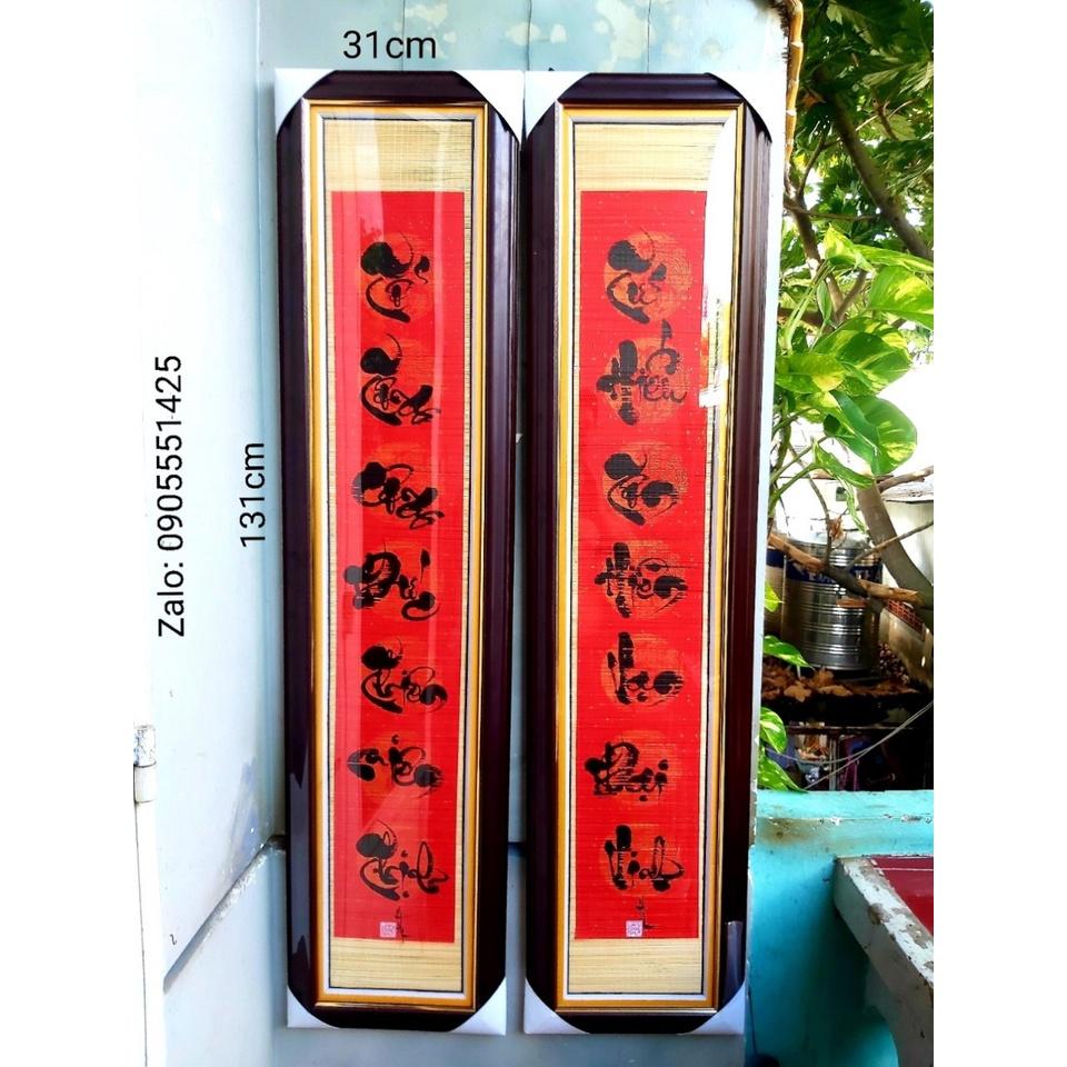Bộ 2 khung hoành phi câu đối . Câu đối thư pháp. câu đối tết, bàn thờ gia tiên.