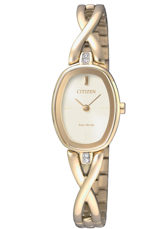 Đồng Hồ Nữ Citizen Đính Đá Swarovski Dây Thép Không Gỉ EX1412-82P - Mặt Vàng