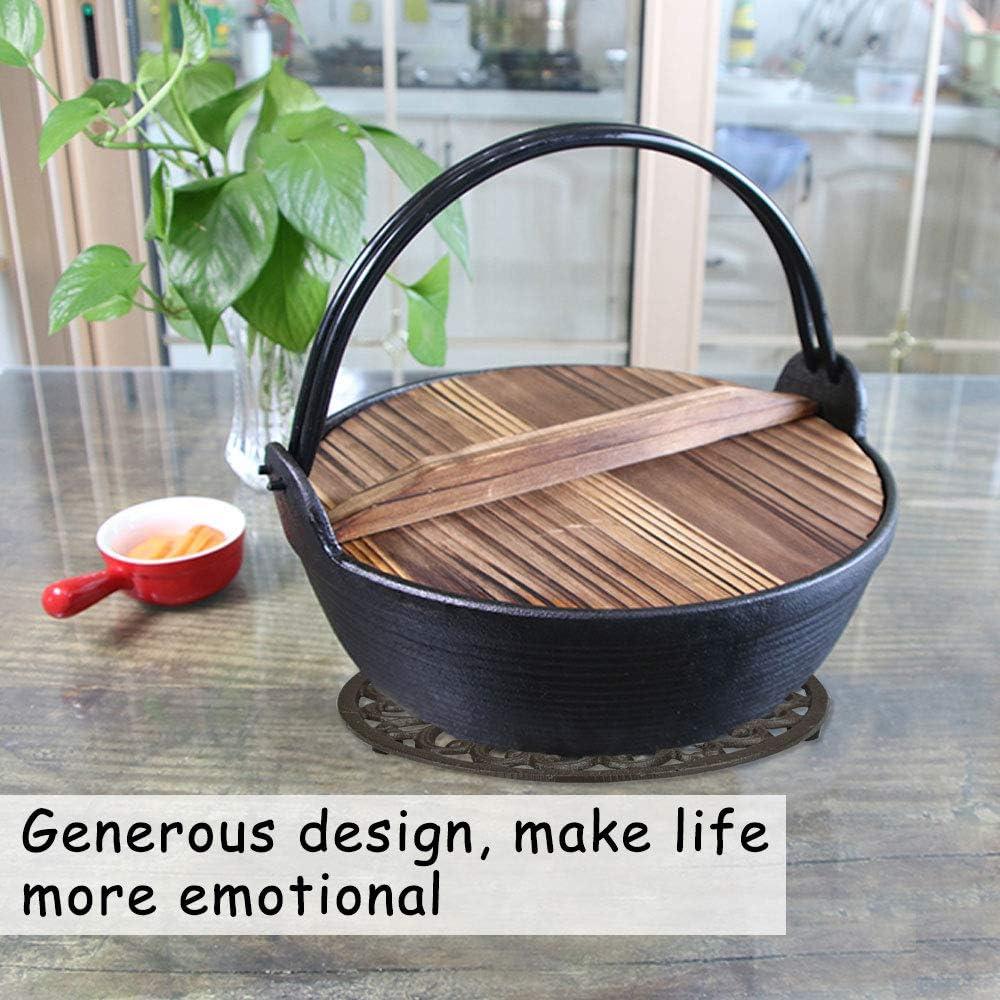 Đế lót ly Gang Trivet chắc chắn Chảo chịu nhiệt Đường kính Trivet 17cm Đế tròn màu đen có chân và hoa văn cổ điển cho nhà bếp Chảo bàn ăn Ấm trà