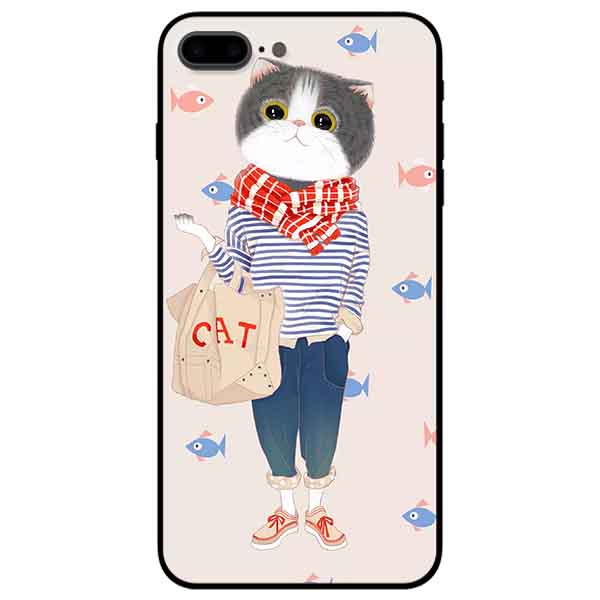 Ốp lưng in cho Iphone 7 Plus/ 8 Plus Mẫu Người Mèo
