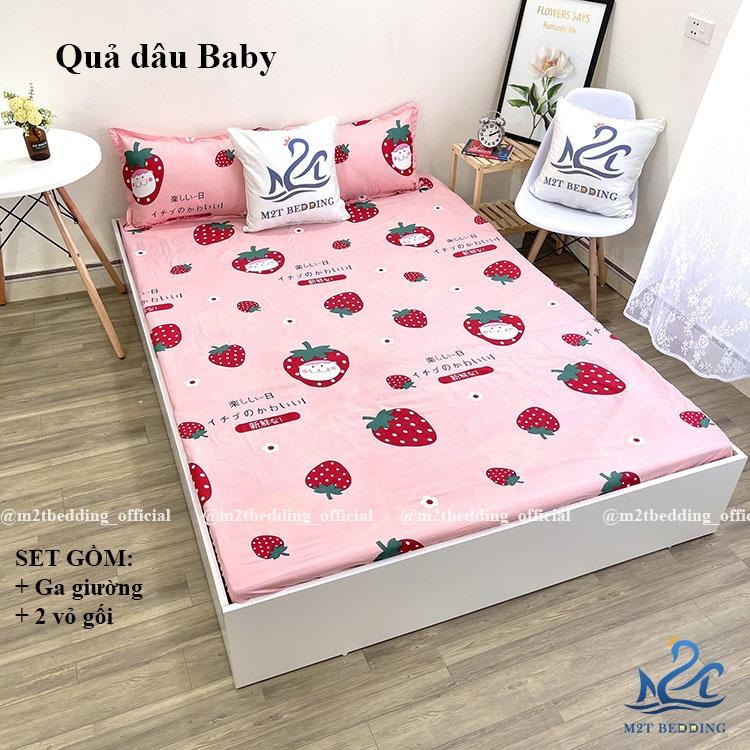 Bộ 3 món ga gối Cotton Poly M2T bedding Hàn Quốc drap giường và 2 vỏ gối