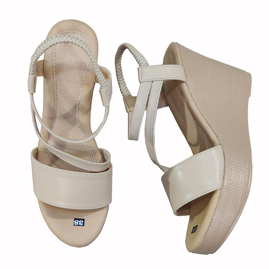 Giày Sandal Nữ Đế Xuồng Da Bò Thật TiTi ĐÔ Cao Cấp 9cm DNU2156a