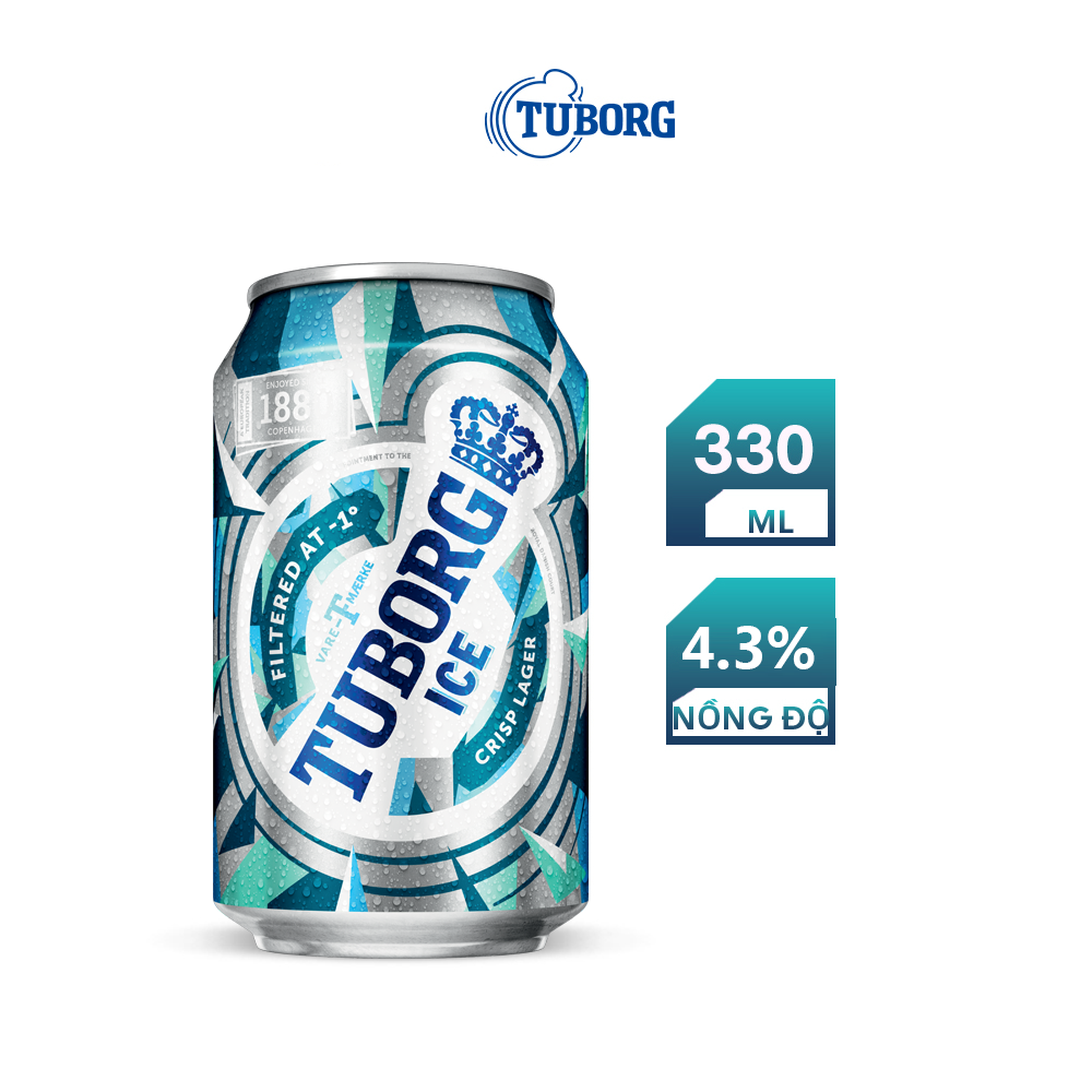 Nồng độ cồn 4.3% - Thùng 24 lon bia Tuborg Ice 330ml