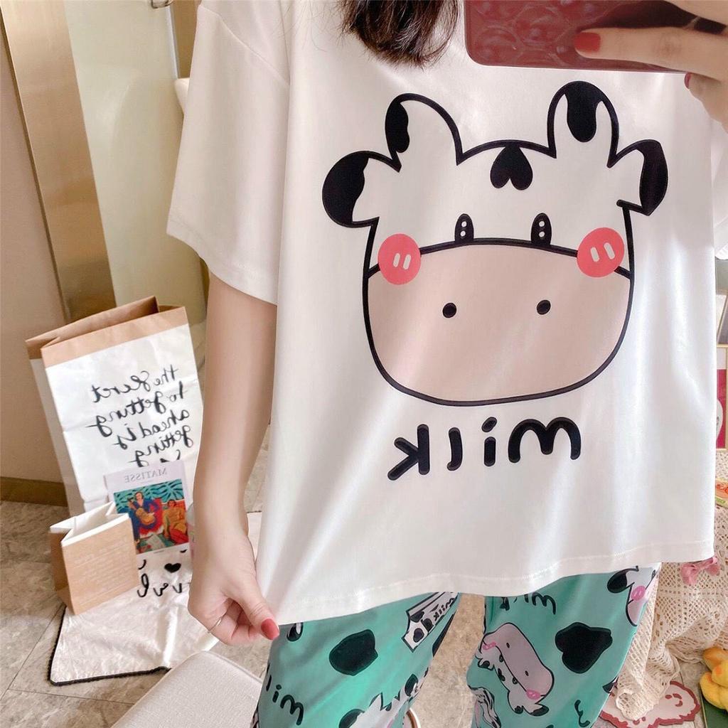 Đồ Bộ Mặc ở Nhà Bộ Đồ Ngủ Nữ Quần Dài Pijama Thun Lạnh Đẹp Freesize Từ 45-55Kg - BB REAL