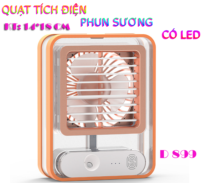 Quạt phun sương D899 tạo ẩm mini để bàn, sạc usb tích điện có đèn led - JL