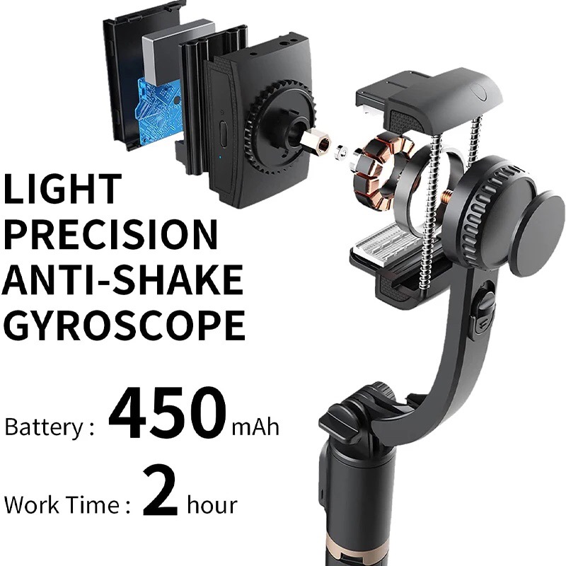 Gậy Selfie chống rung 1 trục CYKE, gậy selfie kiêm tripod đa năng kèm điều khiển từ xa bluetooth, xoay 360° cho smartphones - Hàng chính hãng