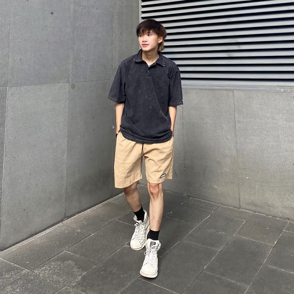 Áo Thun Wash Polo Cổ Bẻ SGES Vải Cotton Form Rộng Nam Nữ Unisex Streetwear