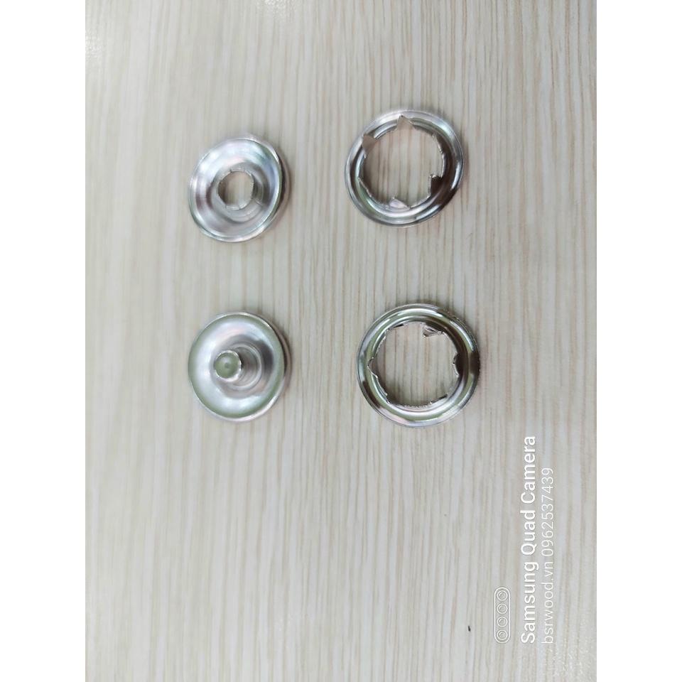 Nút bấm 5 chấu Cúc áo 4 thành phần Bằng thau không gỉ Màu bạc Size lớn 13mm, 15mm, 17mm, 20mm Bịch 10 bộ