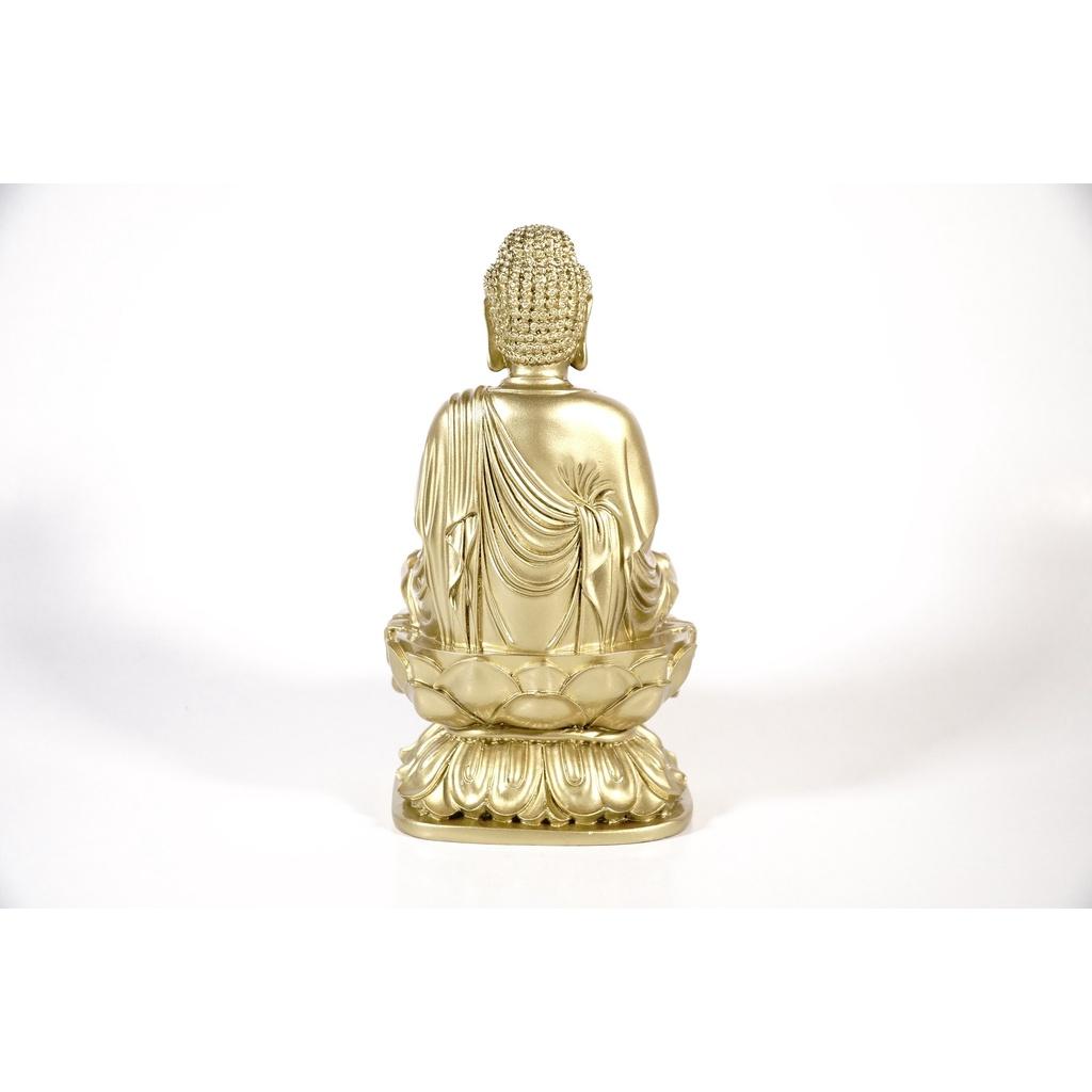 Tượng Phật Tổ A Di Đà ngồi đài sen mạ đồng nguyên khối - Cao 19cm