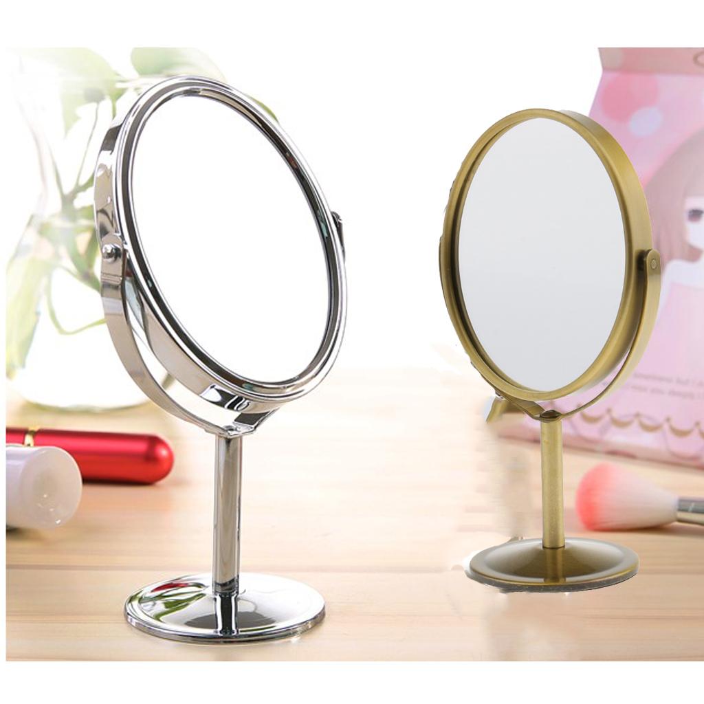 Dual Side Normal Magnifying Oval Stand Makeup Cosmetic Vanity Mirrors 2pcs