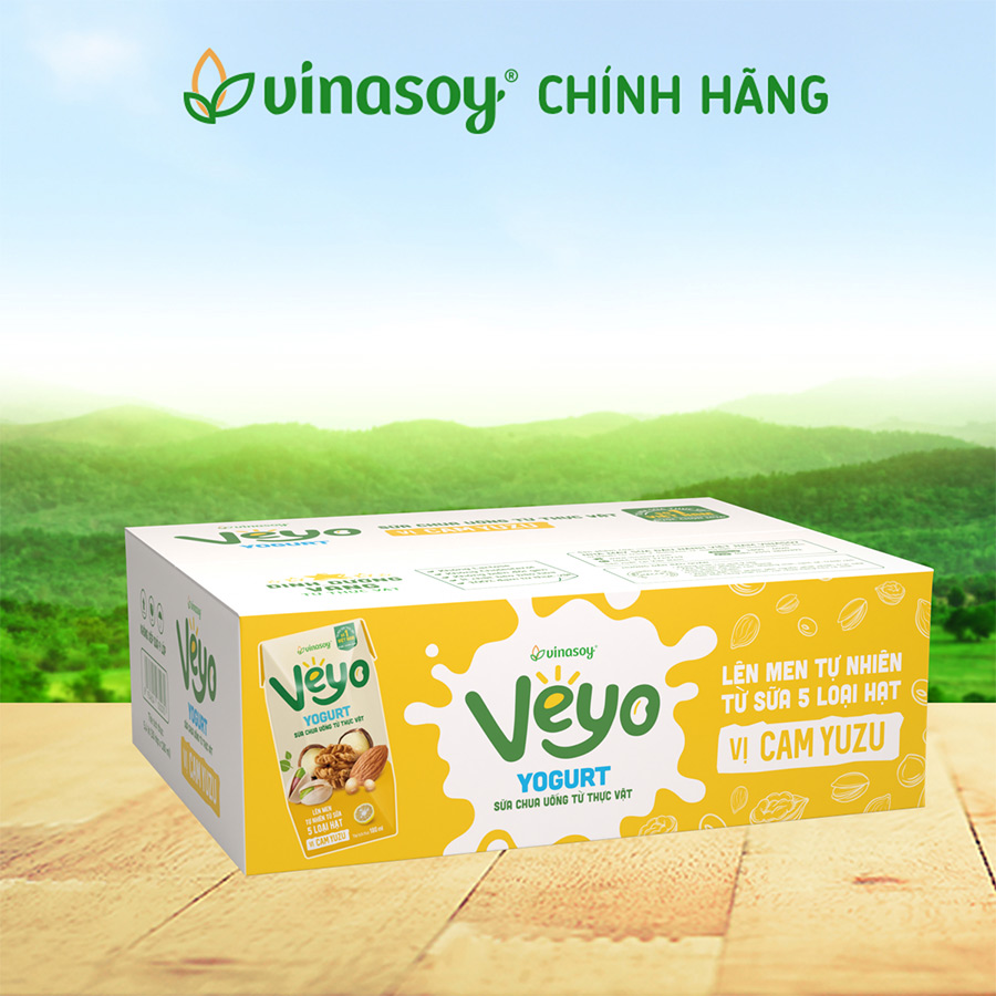 Thùng Sữa chua uống từ thực vật Veyo Yogurt ( 180ml x 30 Hộp) - Vị Cam Yuzu