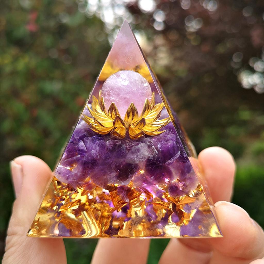 Crystal Pyramid Spiritual Natural Energy Amethyst Decor