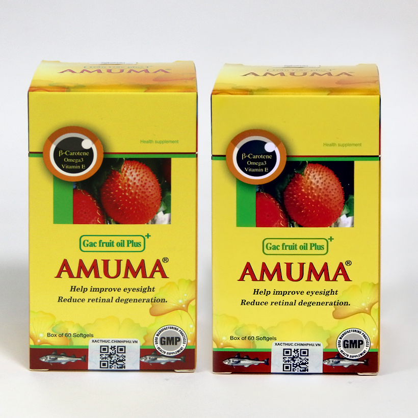 Bộ 2 hộp Thực phẩm bảo vệ sức khỏe Dầu gấc Plus Amuma bổ sung dưỡng chất cần thiết cho mắt