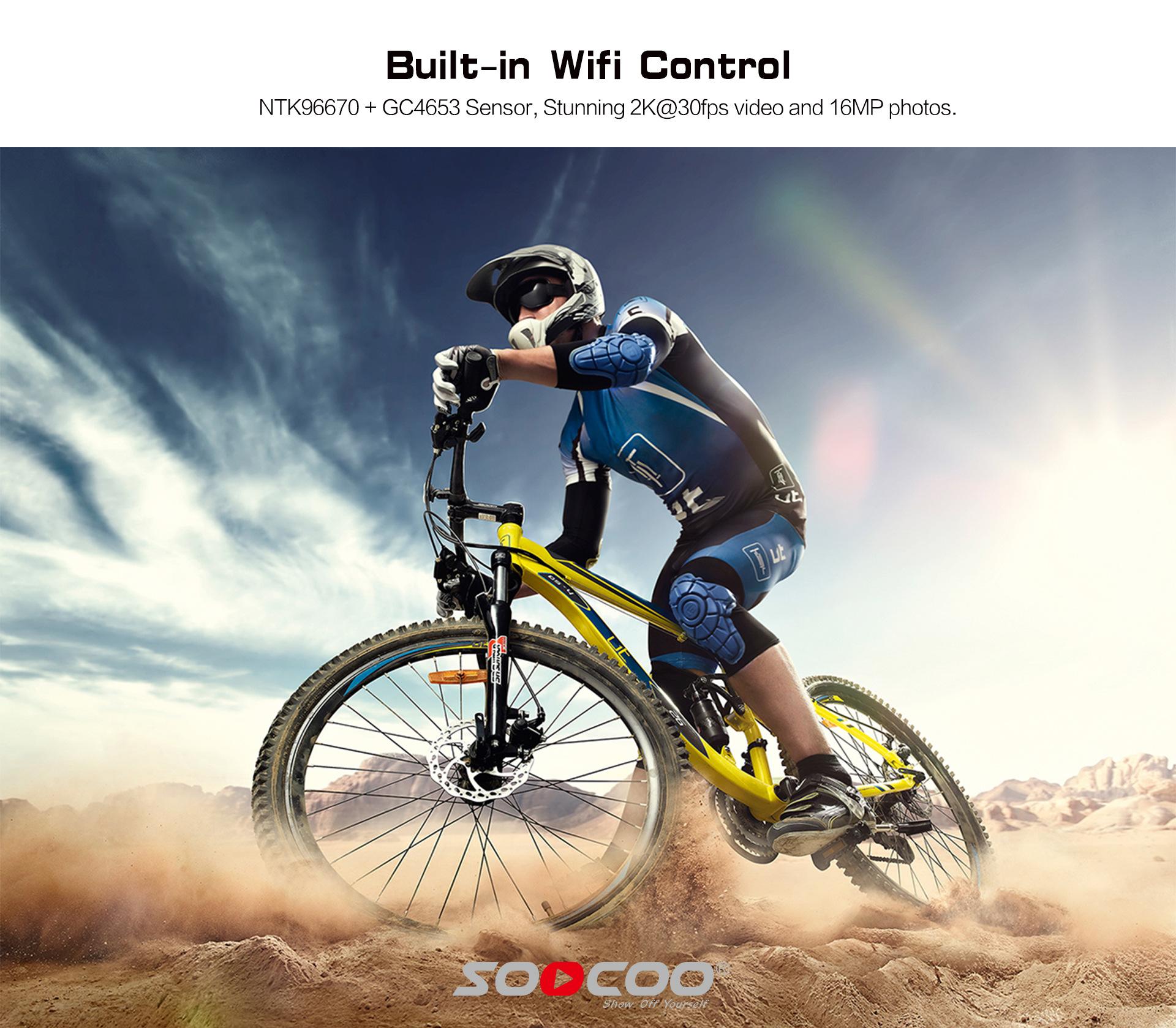 SOOCOO S20 Camera Hành Động 4K Chống Nước Camera Dưới Nước Thể Thao Cam Đen Đạn Cho Súng Xe Đạp Mũ Bảo Hiểm Xe Đạp Chống Nước