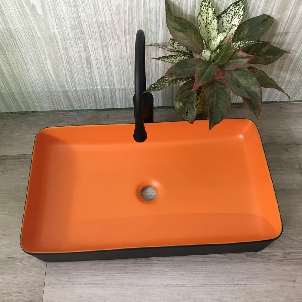 LAVABO VUÔNG ĐEN CAM