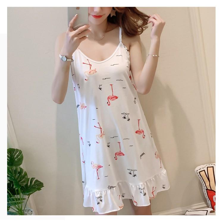 Váy ngủ, váy thun 2 dây, váy mặc nhà hình dứa vải mềm mịn vn27
