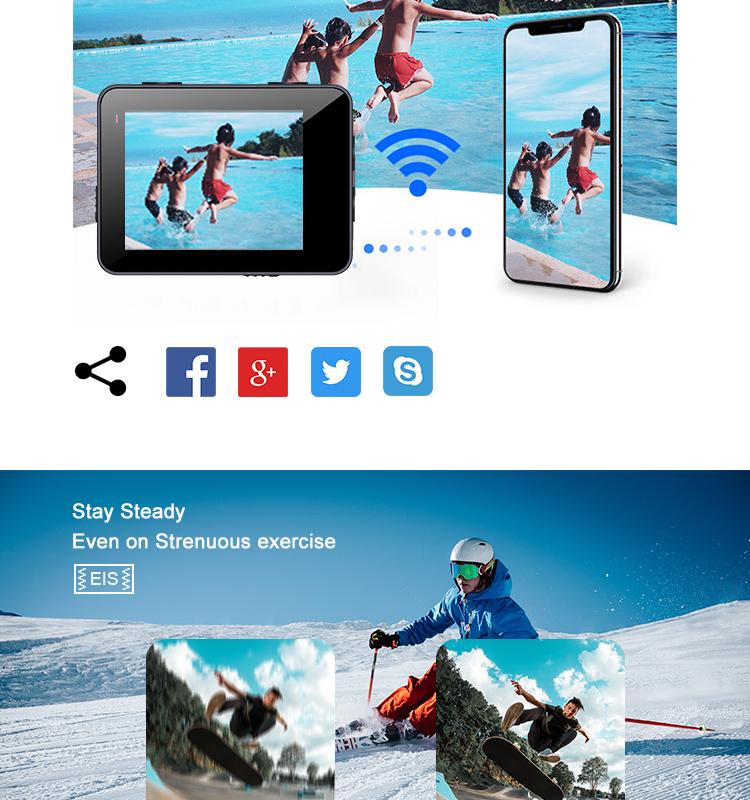 Camera thể thao ngoài trời Điều khiển từ xa WiFi 4K Camera hành động thể thao 20M Độ phân giải ảnh Sport DV