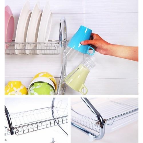 Kệ để chén dĩa inox 2 tầng  - kệ để chén dĩa