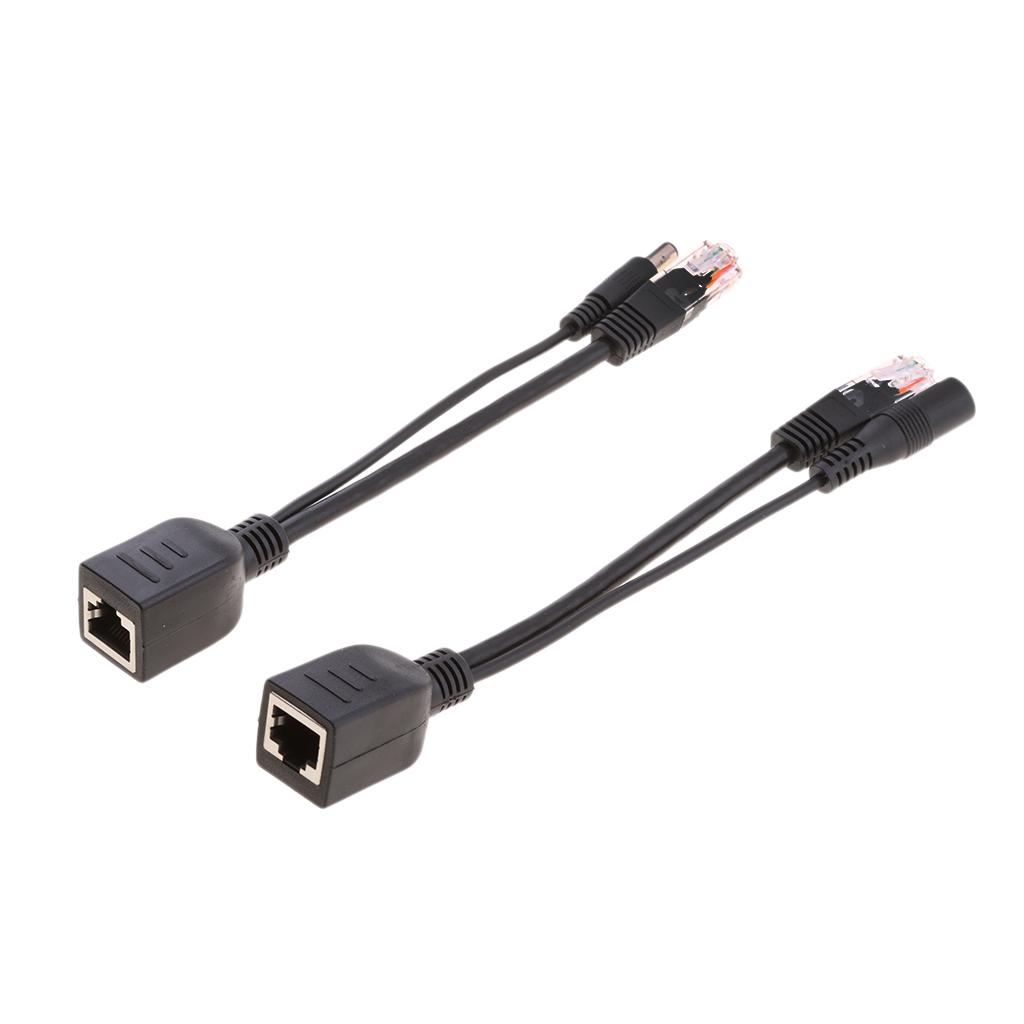 12V Passive PoE Injector and PoE Splitter Kit with 5.5x2.1mm DC Connector 2Pcs Universal PoE Adapter