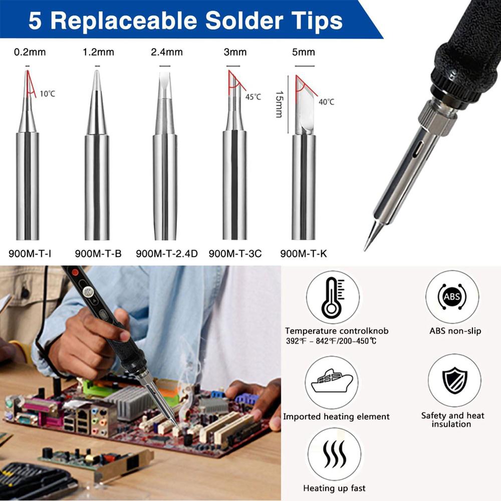 Intelligent Soldering Iron LCD Display 200-450℃ Temperature Controllable Soldering Station for Models DIY Welding Assembly