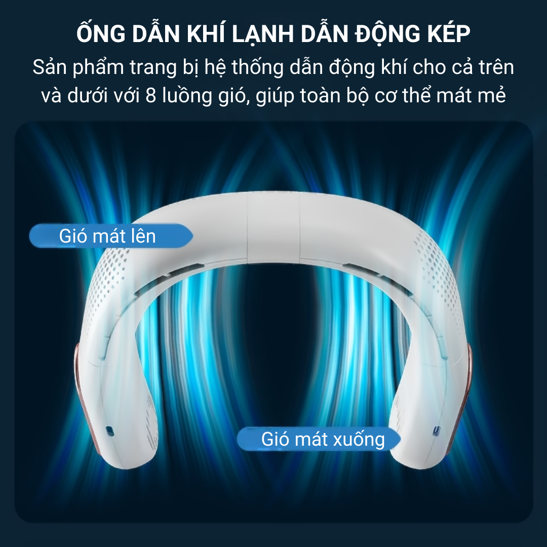 Quạt Mini Đeo Cổ BLADELESS NECKFAN A339, Quạt Đeo Cổ Thông Minh Tích Điện Không Cánh, Máy Quạt Treo Cổ Pin 4000mAh