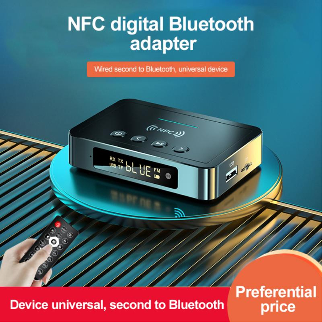 Bộ Thu Bluetooth 5.0 NFC Cho Loa Và Amply M6 Bộ Chuyển Đổi Âm Thanh Không Dây AUX 3.5mm RCA HIFI 3 Trong 1 Có Điều Khiển Từ Xa Cho USB Phát Và Truyền Thẻ TF Màn Hình Led