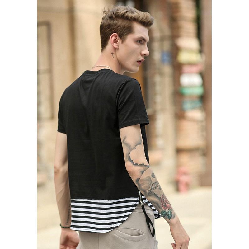 Áo thun Zip eo Sọc Ngang USA Unisex Nam Nữ TNS01-3