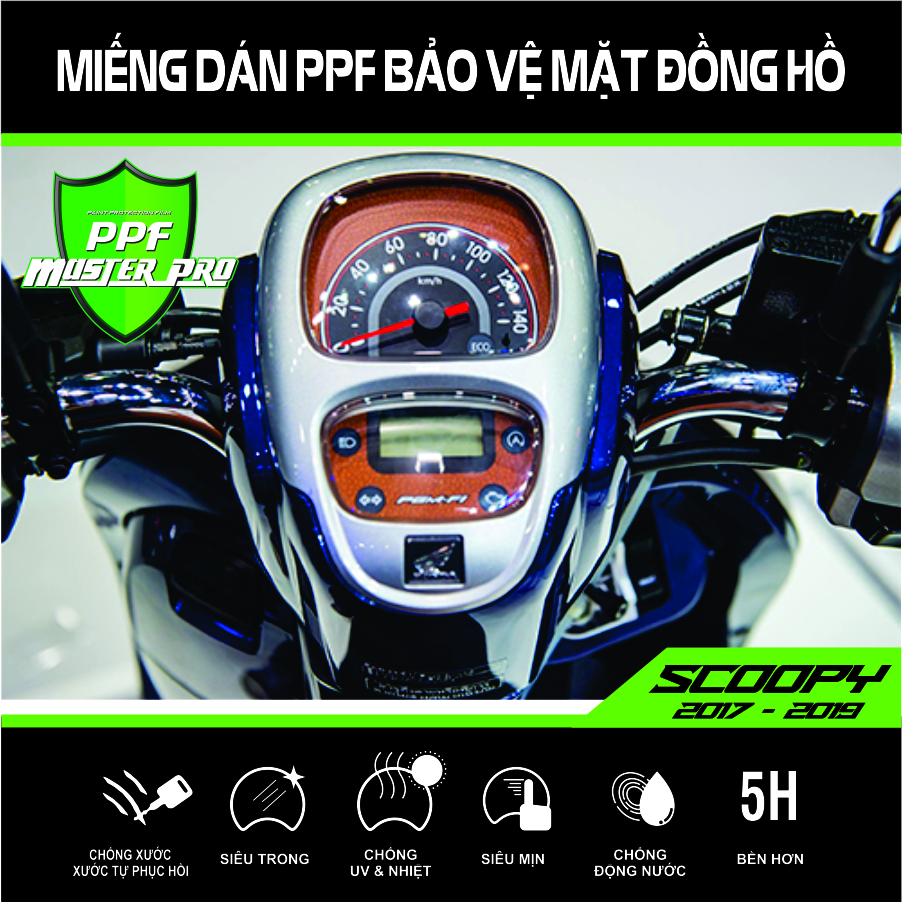 Miếng Dán PPF Bảo Vệ Mặt Đồng Hồ Xe Scoopy 2017-2019 | Chất Liệu Film PPF