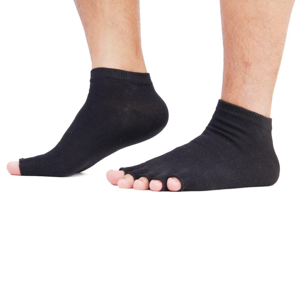 6x1 Pair Unisex Five Fingers Open Toe Socks Breathable Warm Yoga Casual Black