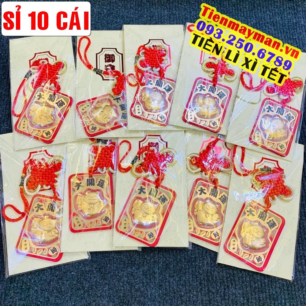 10 Bao Lì Xì Dây Treo Mèo Thần Tài Mạ Vàng, Đại Cát Đại Lợi, Quà Tặng VIP Tết, Tiền lì xì tết 2023 , NELI