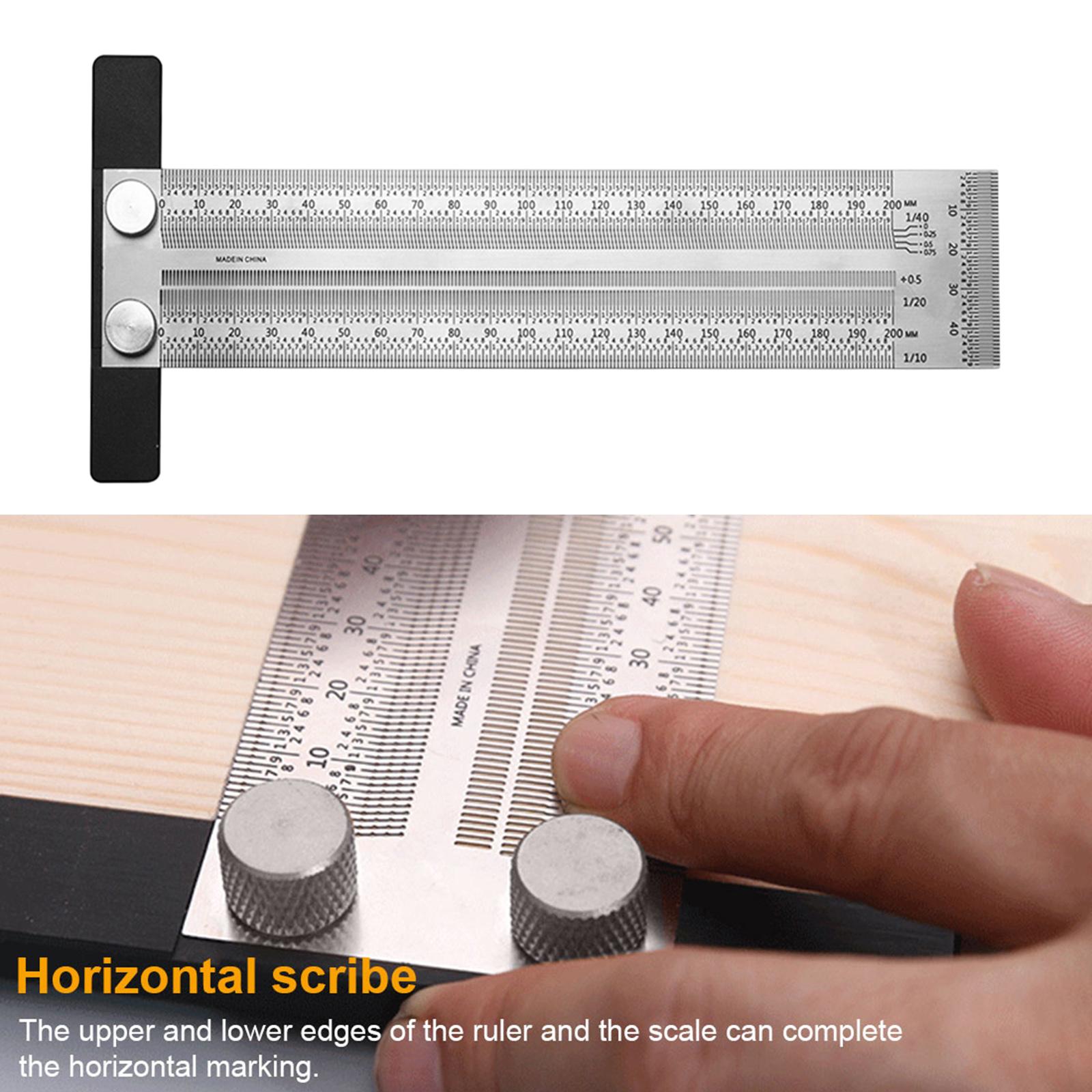 High-precision T Square Ruler for Woodworking Marking Stainless Steel Scribing Line Rule Carpenter Gauge Square Gauging Measuring Tool