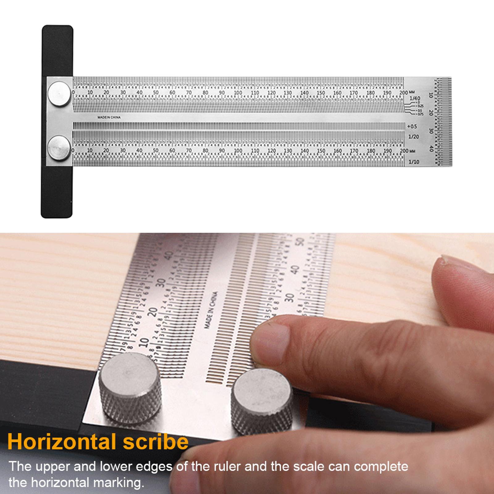 T Type Hole Scale Ruler Woodworking Scribing Mark Line Gauge Carpenter