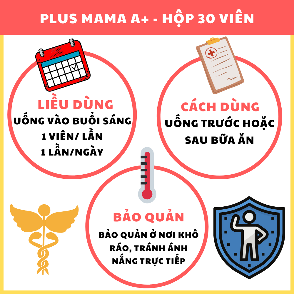 Thực phẩm PLUS MAMA A+ dành cho phụ nữ khi sinh nở bị mất máu, da xanh xao, cơ thể suy nhược hay người bị bệnh, người mới ốm dậy, suy nhược cơ thể hoặc sau phẫu thuật (Hộp 30 viên)