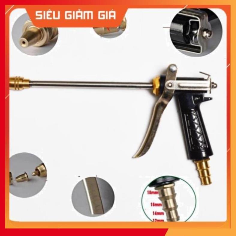 Bộ dây vòi xịt nước rửa xe, tưới cây đa năng, tăng áp 3 lần, loại 7m, 10m 206318 đầu đồng,cút đồng