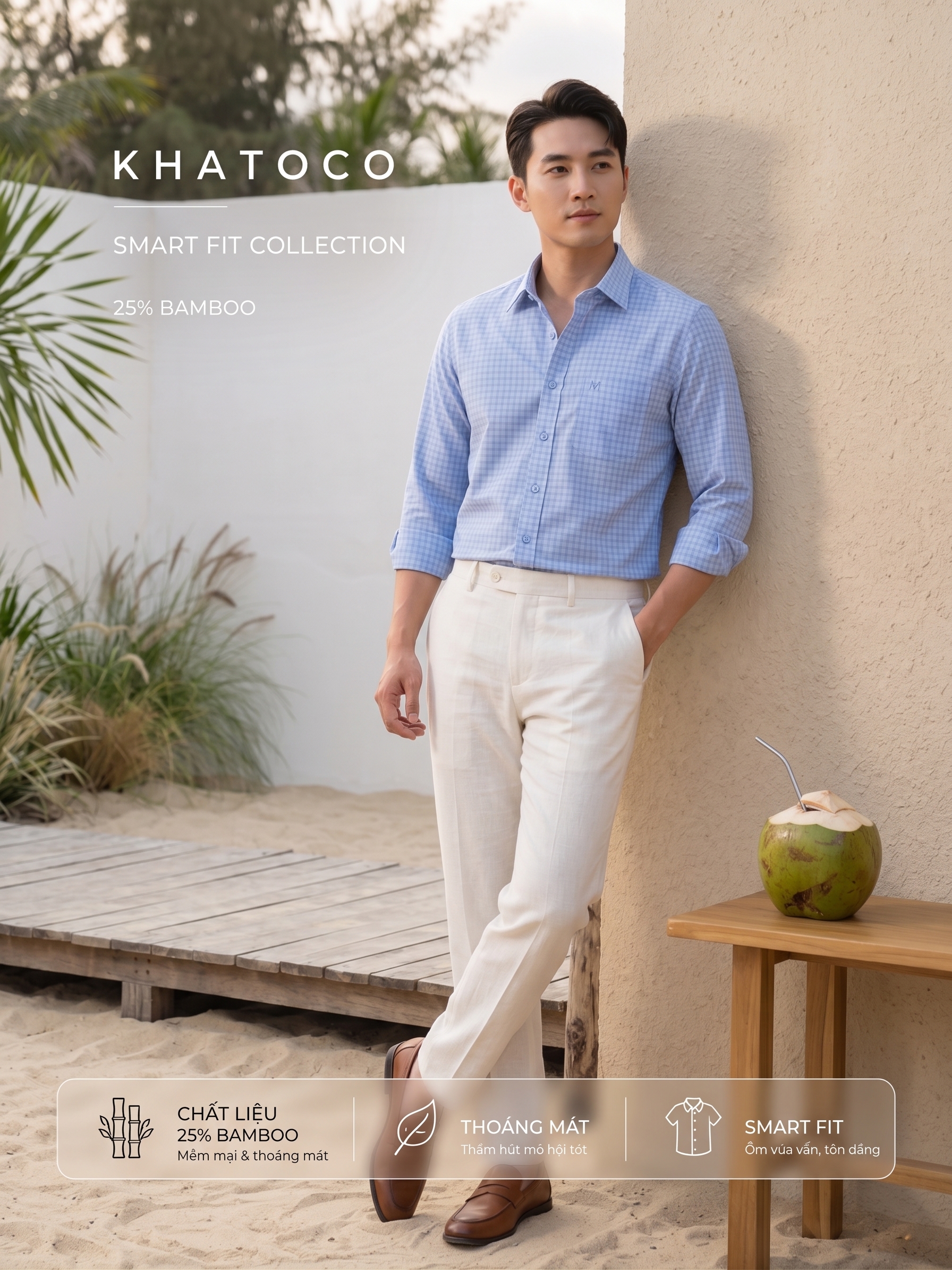 Áo sơ mi Khatoco tay dài (M,L)