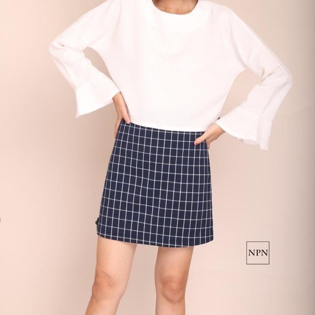 Chân váy A-line Skirt (navy gingham)