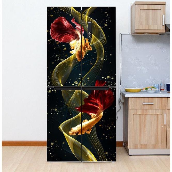 DECAL DÁN TỦ LẠNH MẪU CÁ KOI ĐUÔI ĐỎ ĐẸP - BỀN - SANG