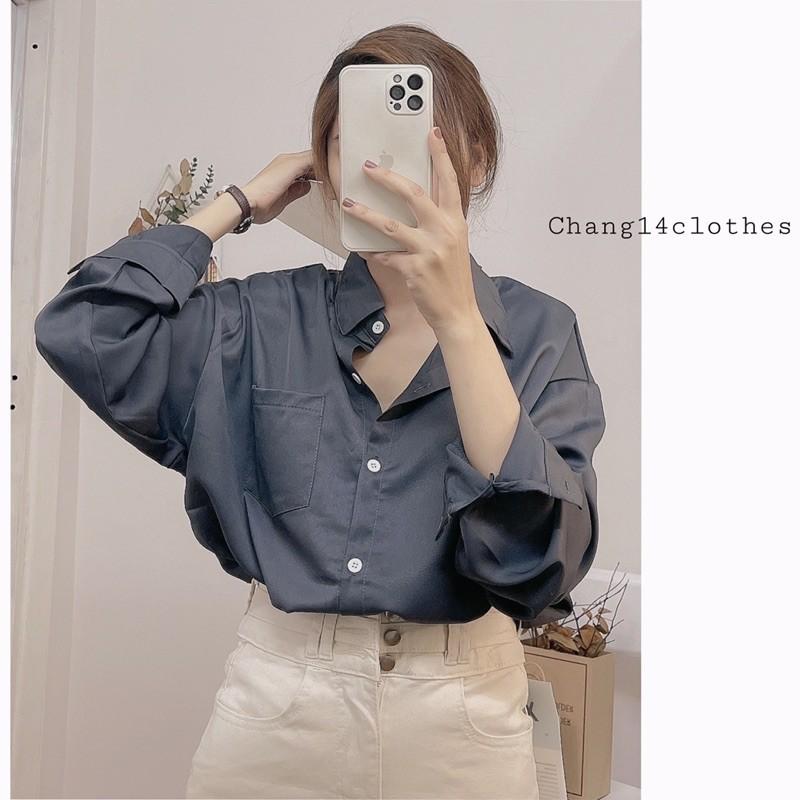 Áo sơ mi lụa không bóng hàng quảng châu dài 65cm