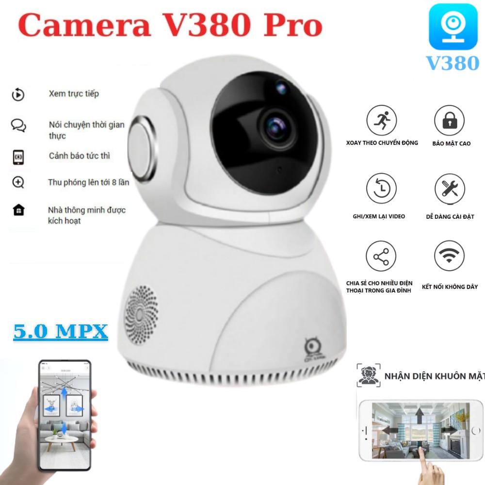 Camera IP Wifi Xoay 360 độ V380 Pro Q8 5.0 Megapixel , độ phân giải 4K , đàm thoại 2 chiều